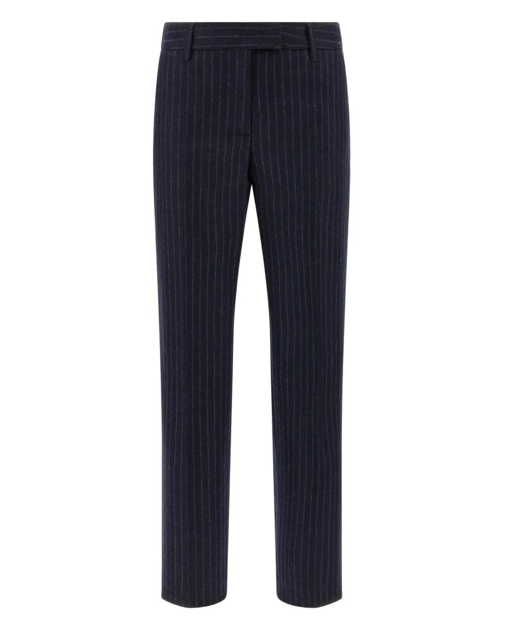 Alberto Biani Blue Franca Pinstripe Wool Trousers