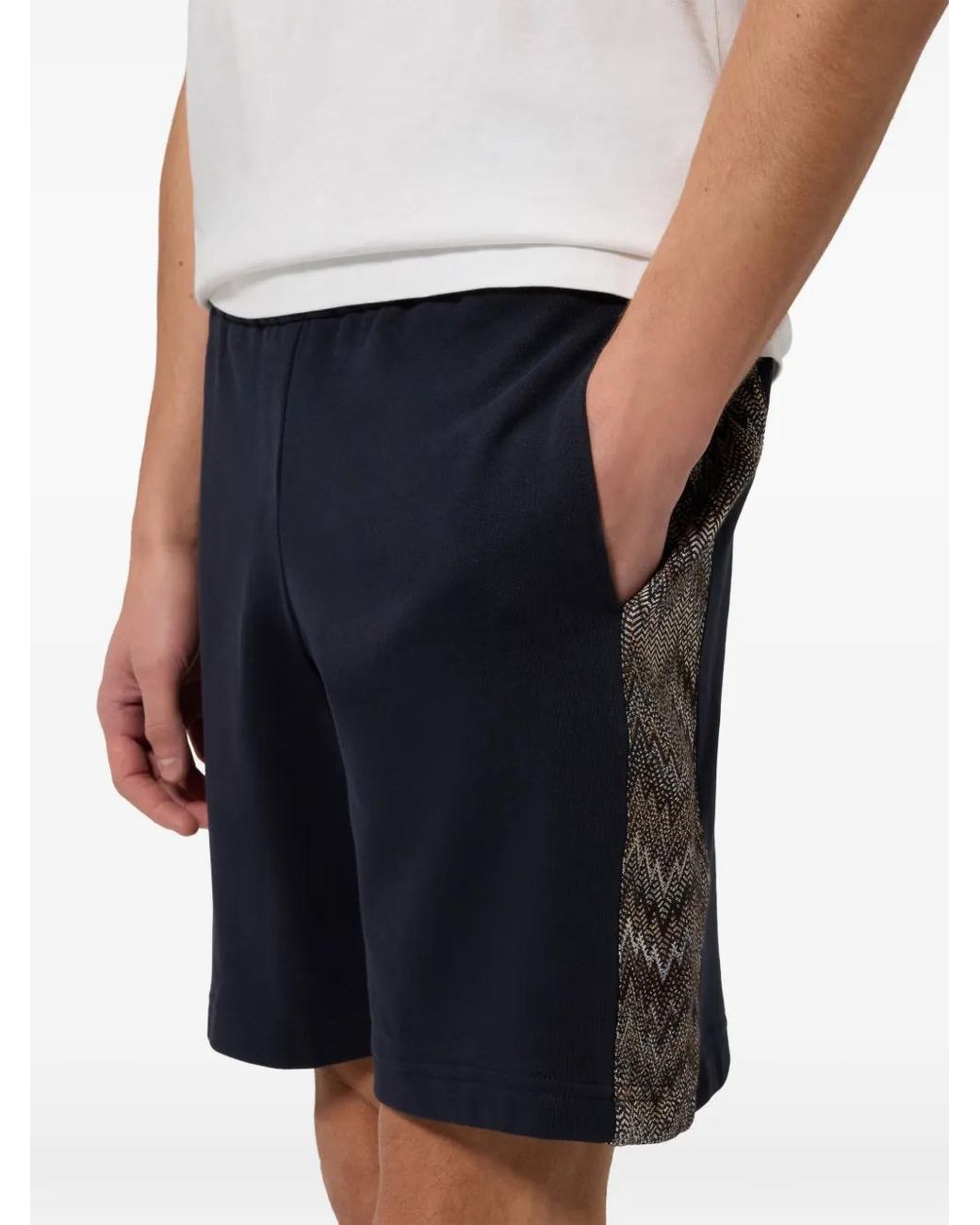 Missoni Blue Zigzag-Insert Track Shorts for men
