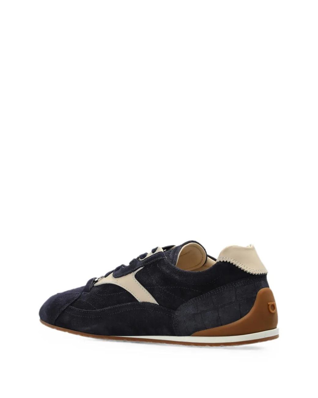 Ferragamo Blue Gancini Suede-Panel Sneakers