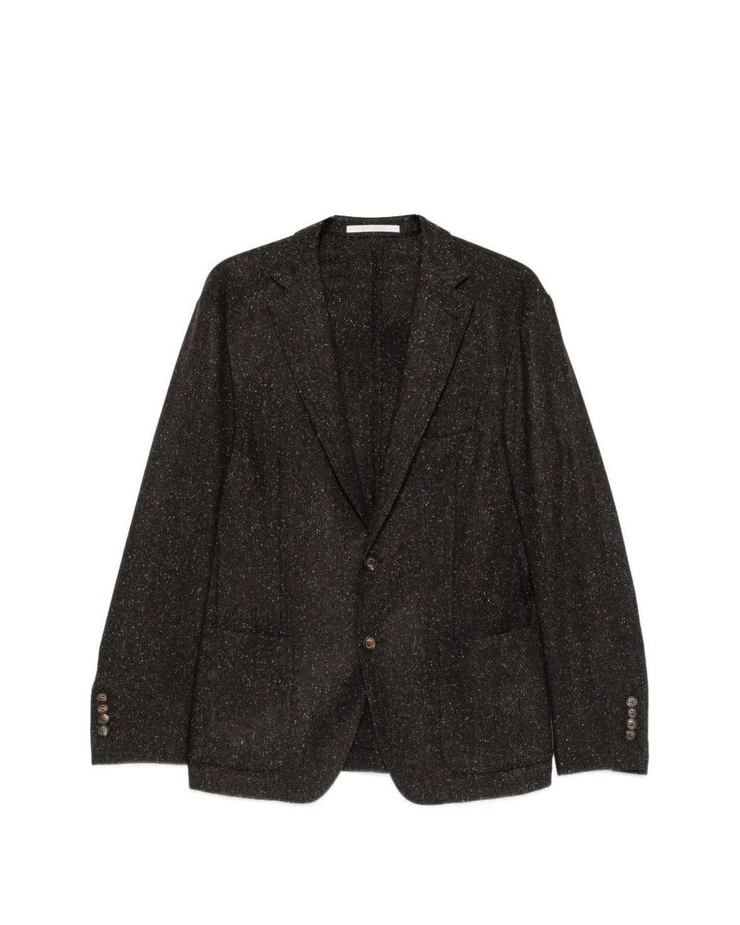 Eleventy Black Herringbone-Knit Single-Breasted Jacket for men