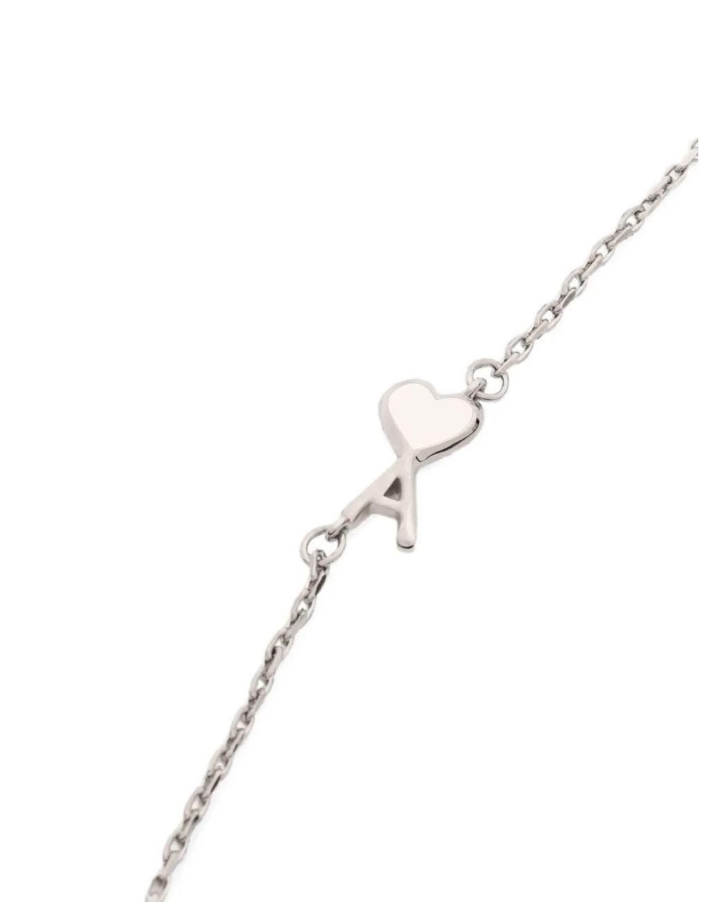 AMI White Brass Necklace With Hammered Ami De Coeur