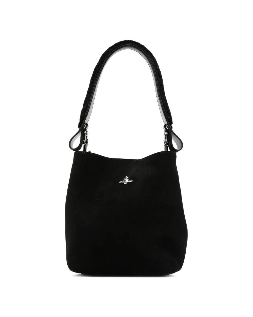 Vivienne Westwood Black Orb-Plaque Leather Bucket Bag