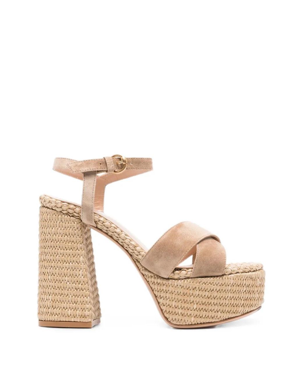Gianvito Rossi Natural Suede Crossover-Strap Sandals