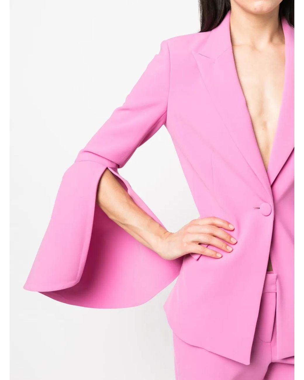 Prabal Gurung Pink Slit-Sleeve Single-Breasted Blazer