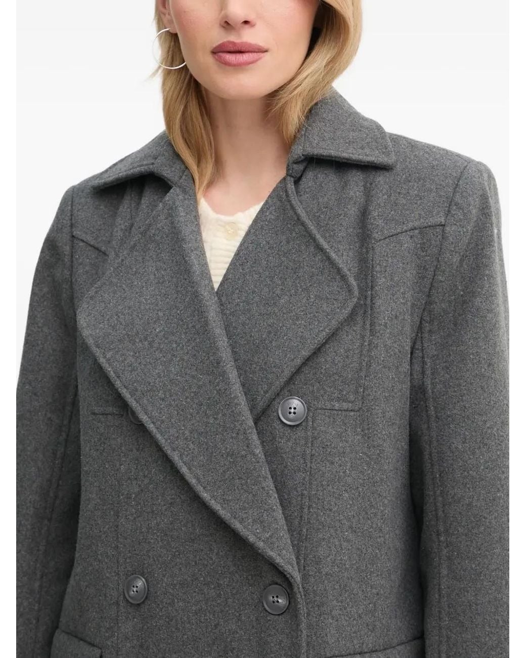 Gestuz Gray Double-Breasted Coat