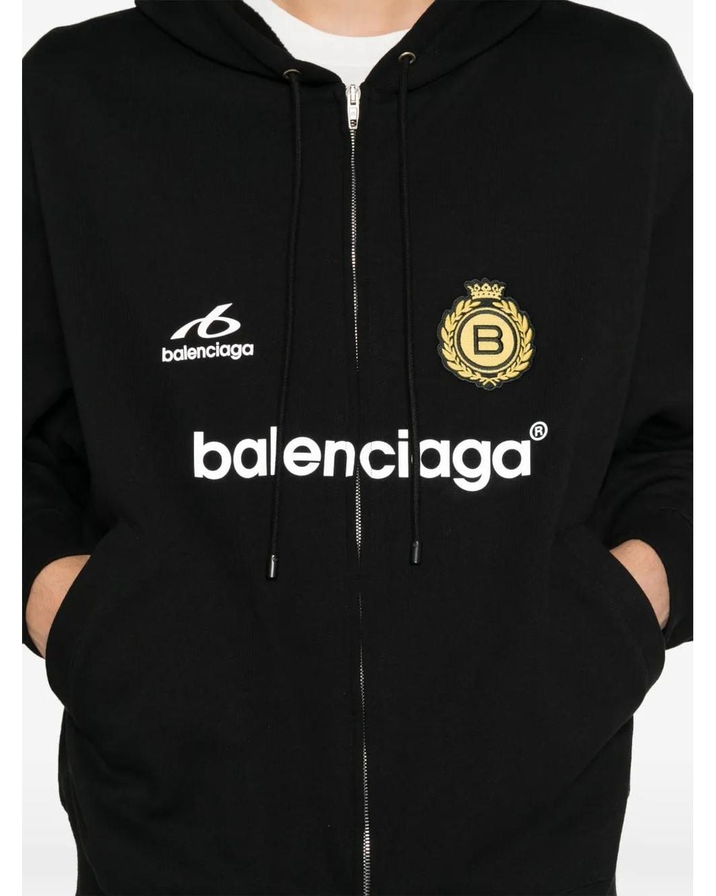 Balenciaga Black Hoodie Soccer À Logo Imprimé for men