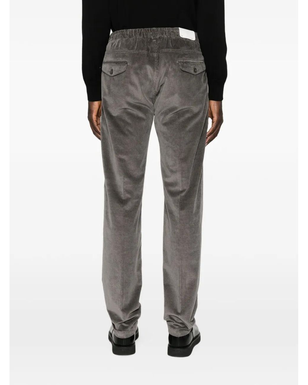 Eleventy Gray Corduroy Drawstring Trousers for men
