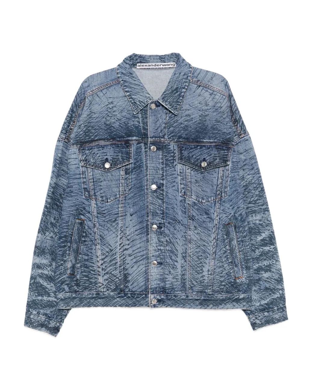 Alexander Wang Blue Marker-Print Denim Jacket for men