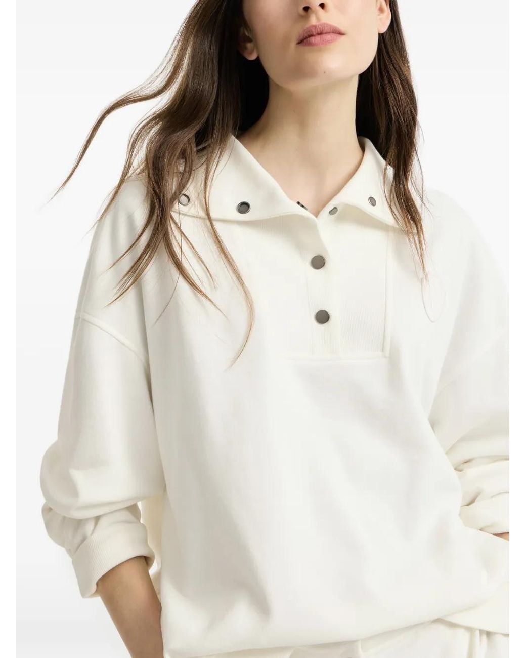 Brunello Cucinelli Poloshirt Met Logo-Patch En Knopen in het White