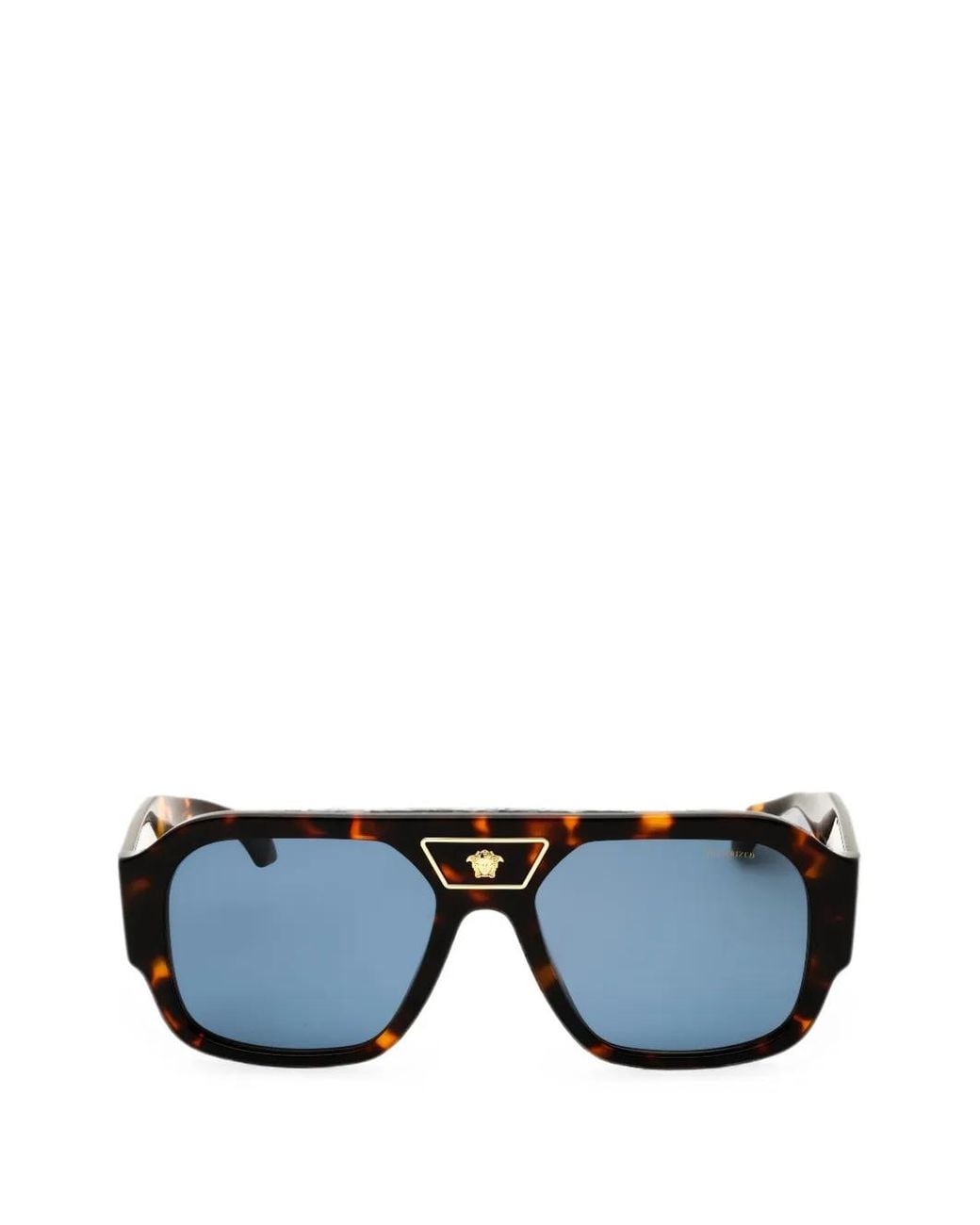 Versace Blue Medusa-Embellishment Tortoiseshell-Pattern Sunglasses for men