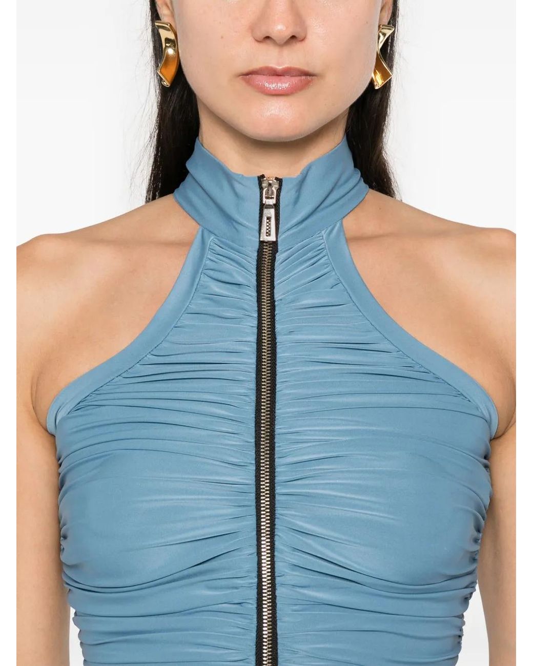 MITILIANE COUTURE Blue Draped Midi Dress