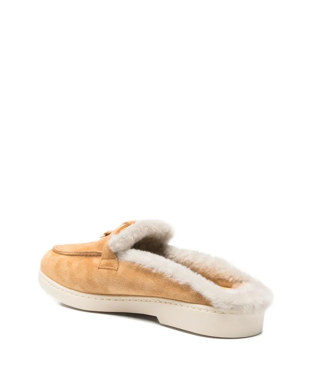 Doucal's Natural Fur-Trim Mules