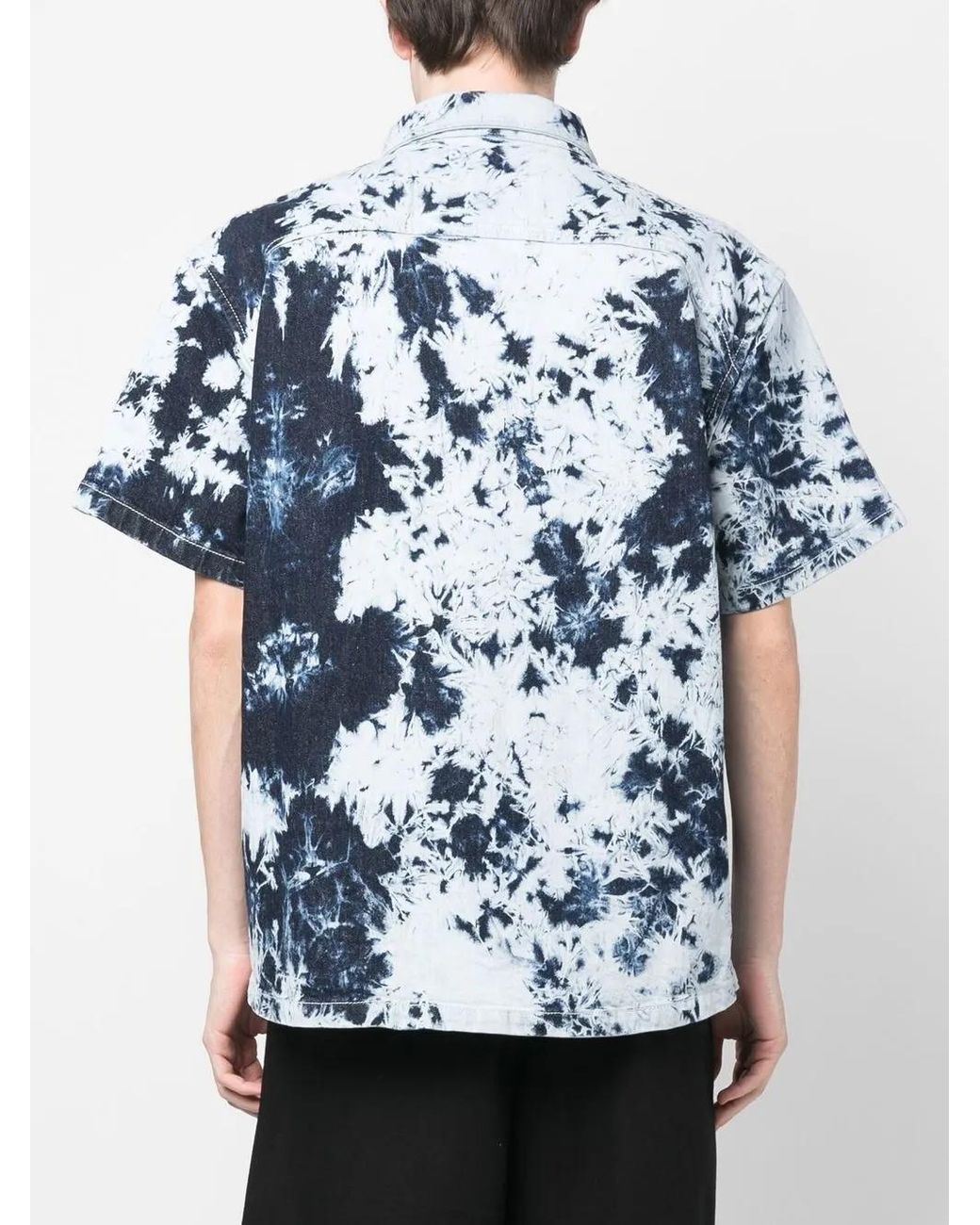 Ferrari Blue Tie-Dye Patterned Shirt for men