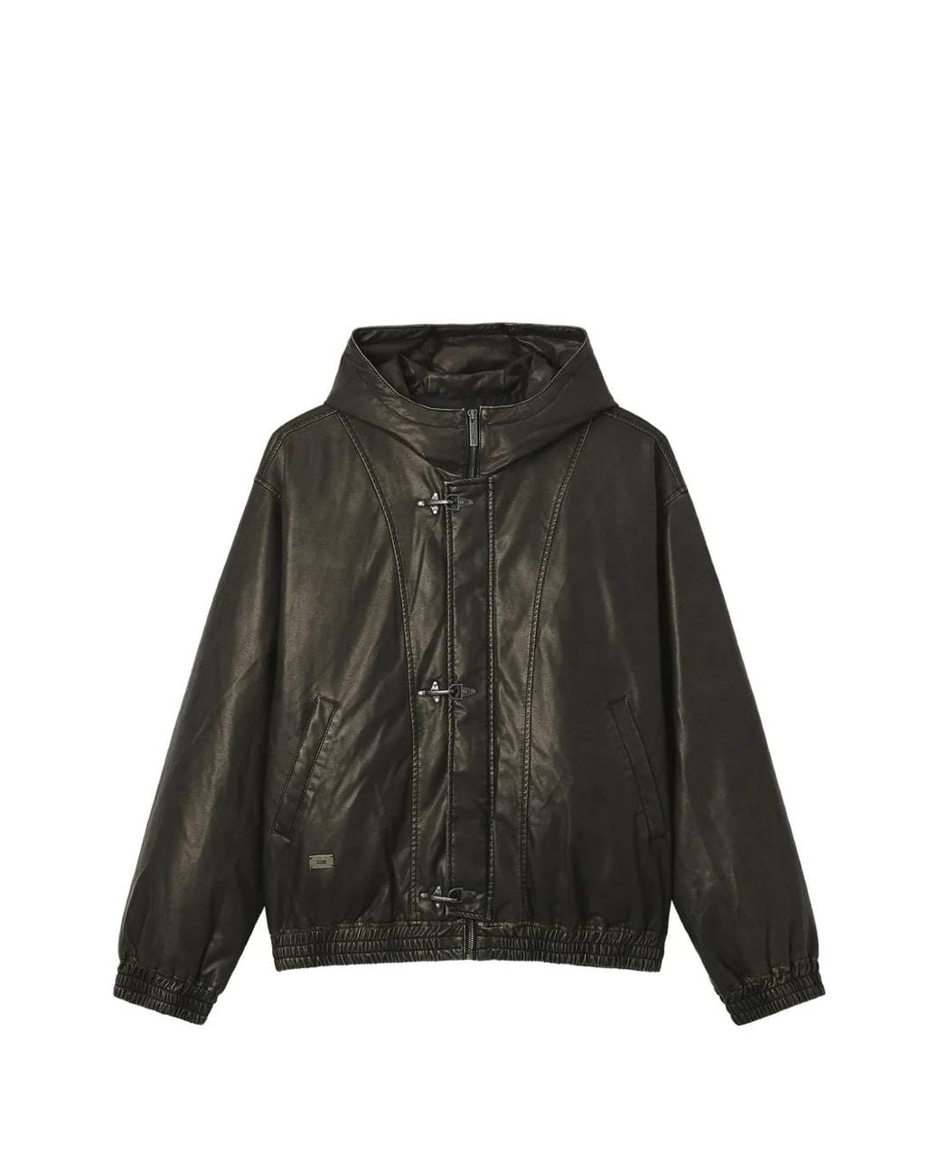Izzue Black Toggle-Fastening Hooded Jacket for men