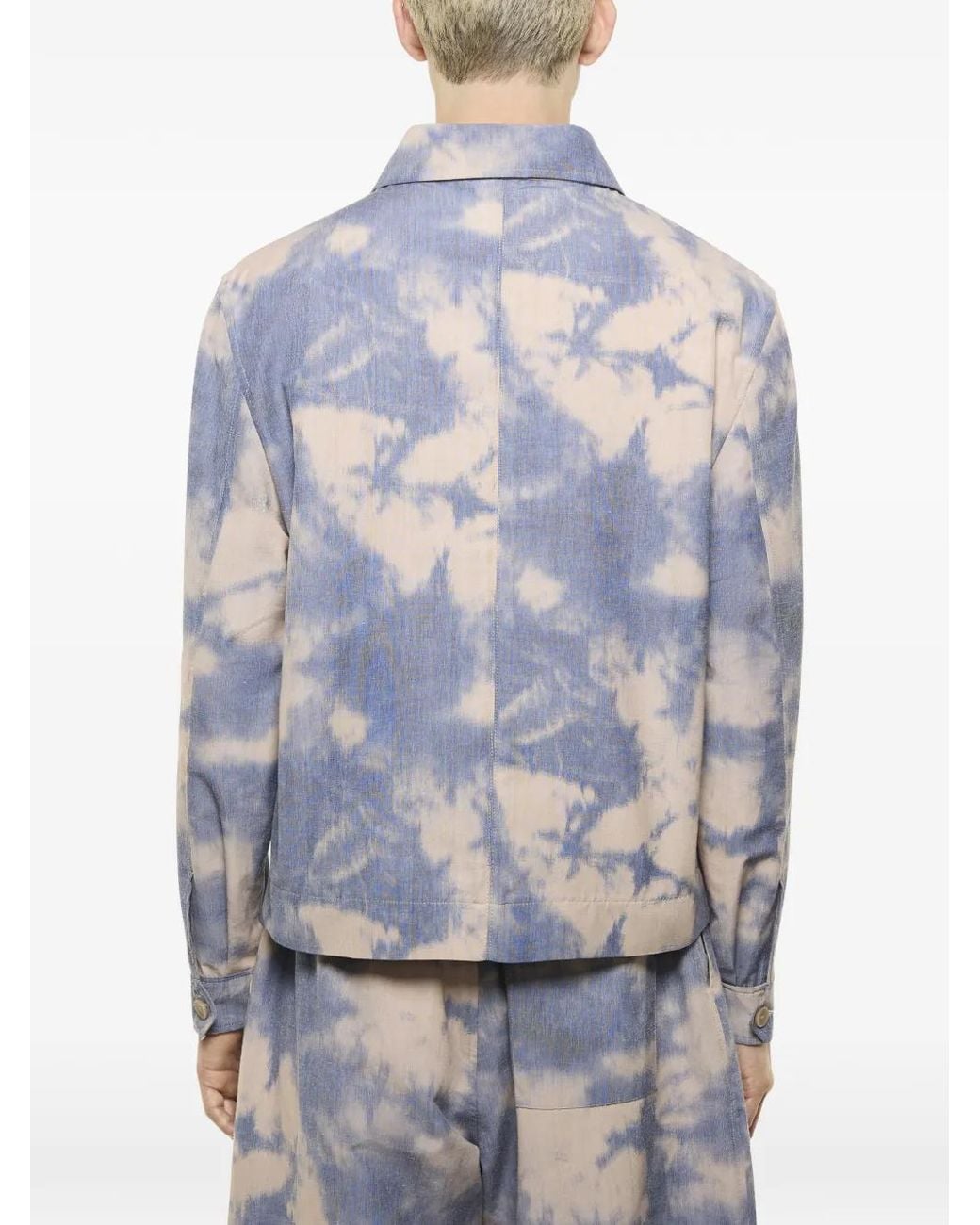 Laneus White Tie-Dye Zip Jacket for men