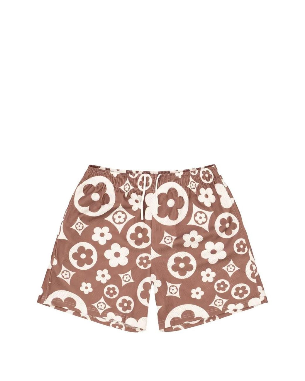 Bravest Studios White Floral-Print Mesh Track Shorts for men