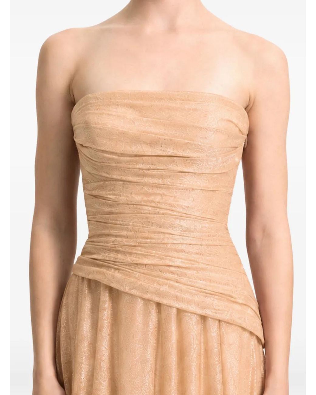 Gemy Maalouf White Strapless Ruched Dress