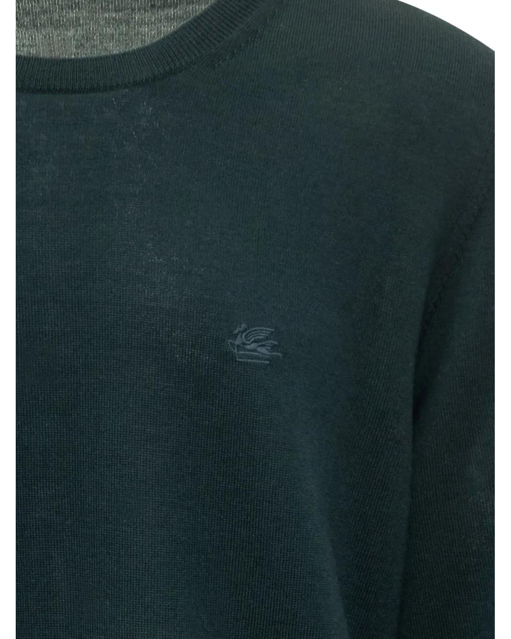 Etro Green Knitted C-Neck for men
