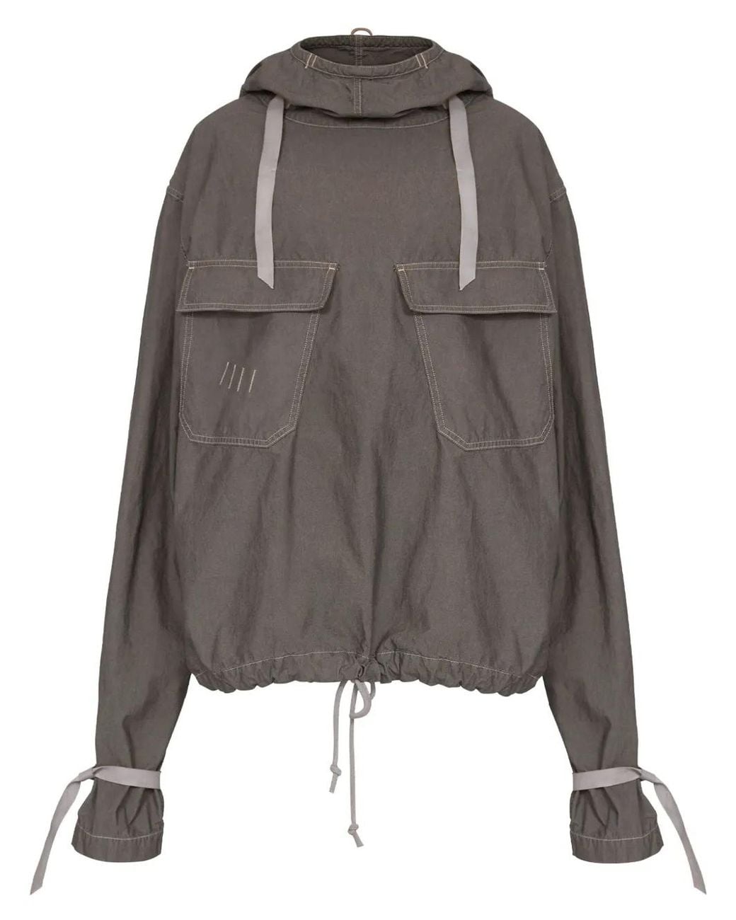 Maison Margiela Gray Hooded Drawstring-Waist Denim Jacket