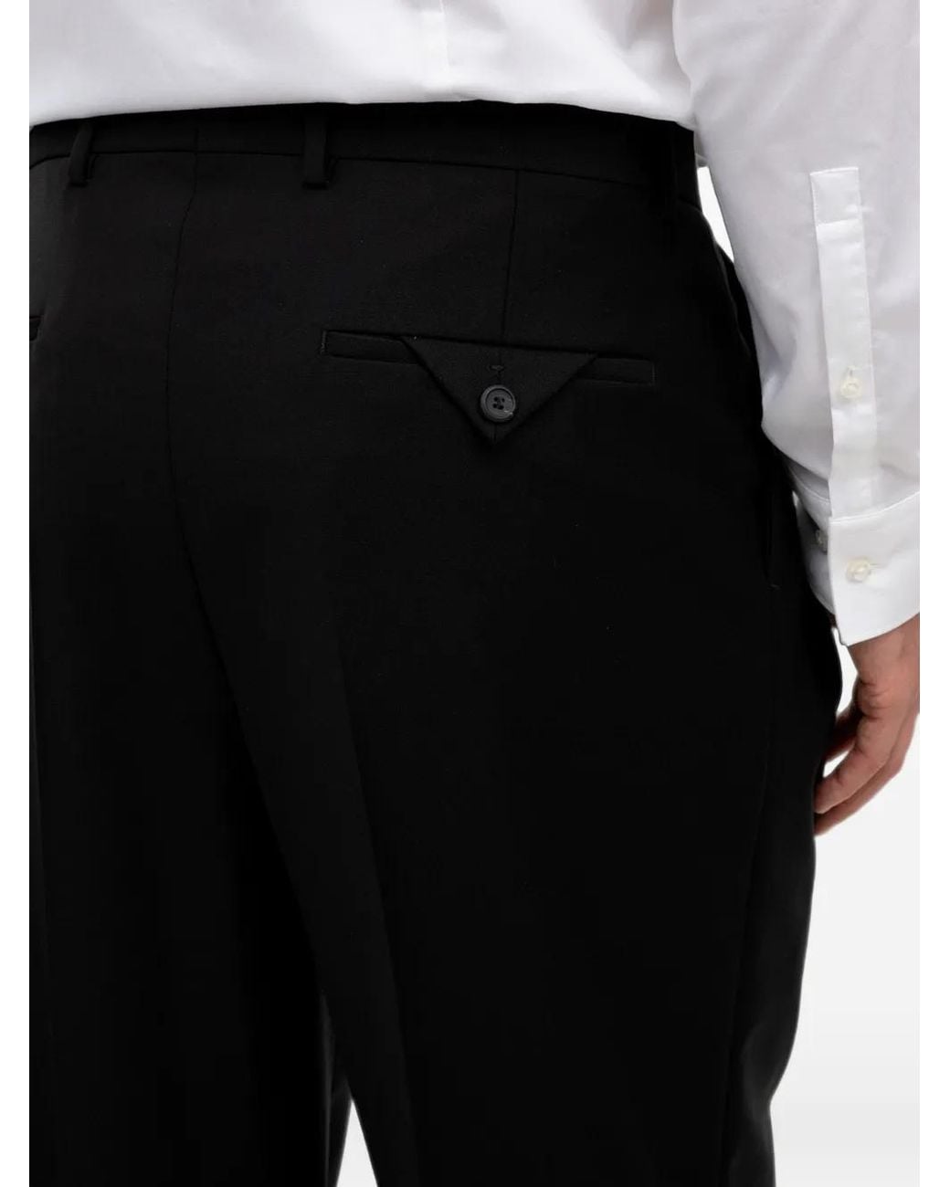 HUGO Black Pleated Straight-Leg Trousers for men