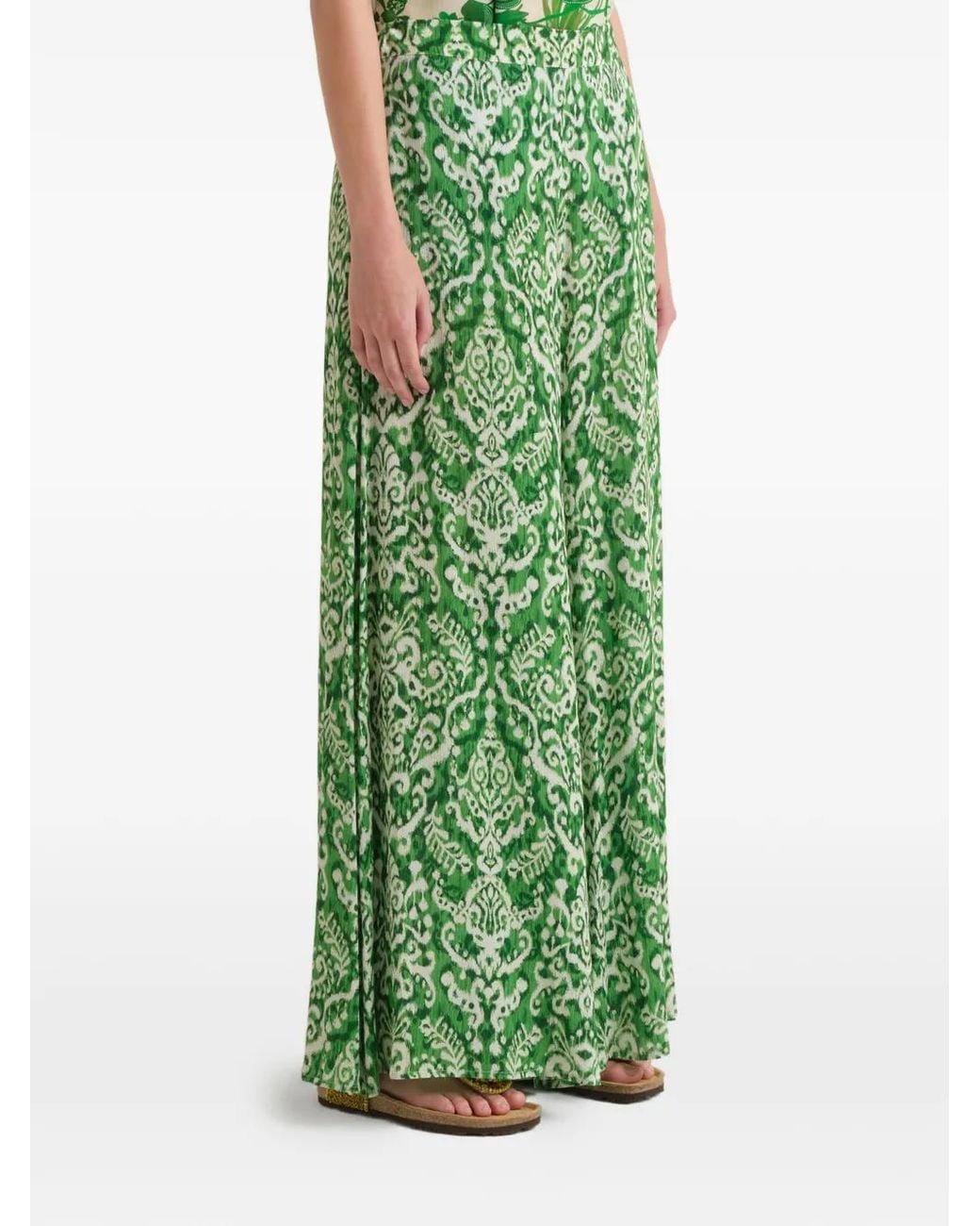 Maliparmi Green Pantalon Fluide À Imprimé Ikat