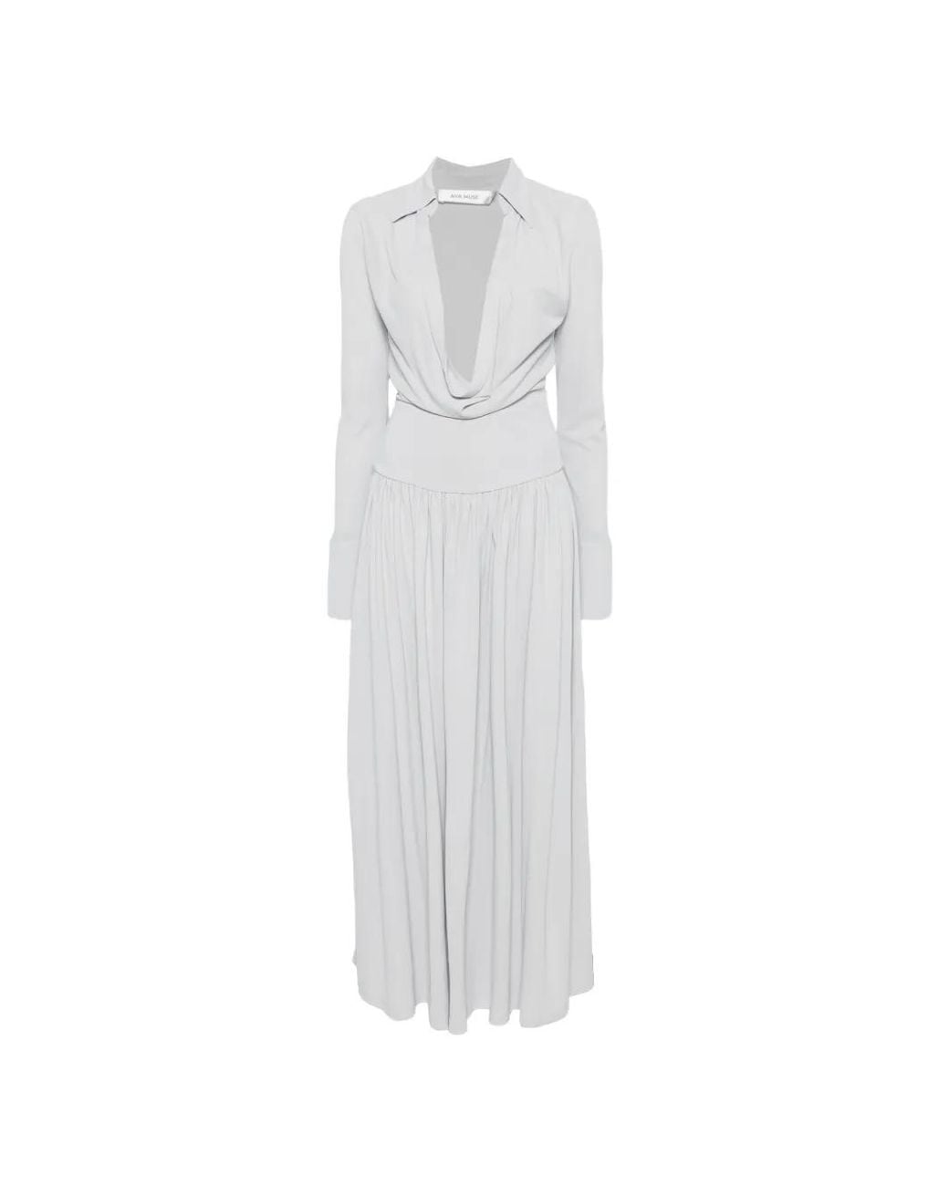 AYA MUSE White Draped Maxi Dress