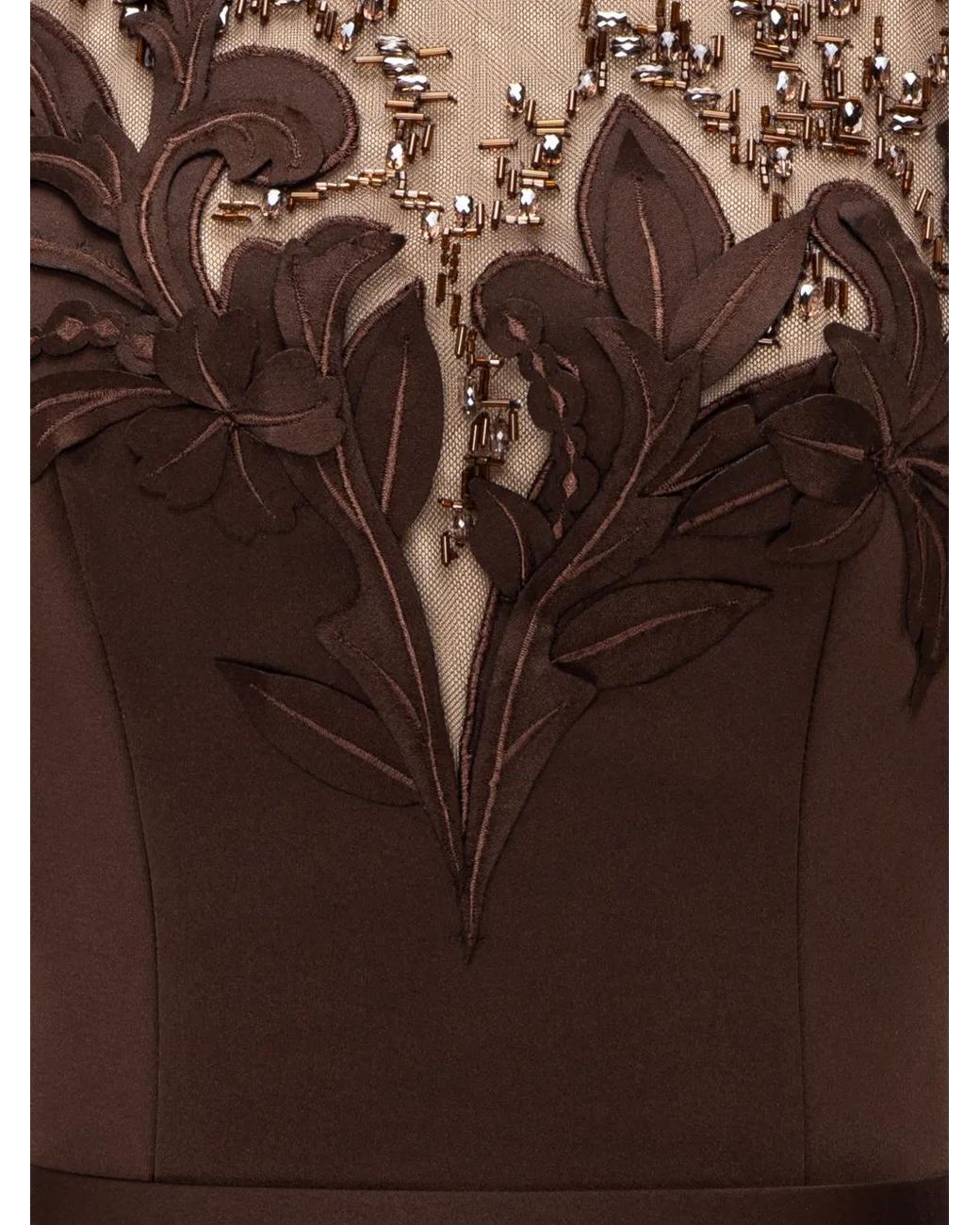 Rami Al Ali Brown Floral-Appliqué Maxi Dress