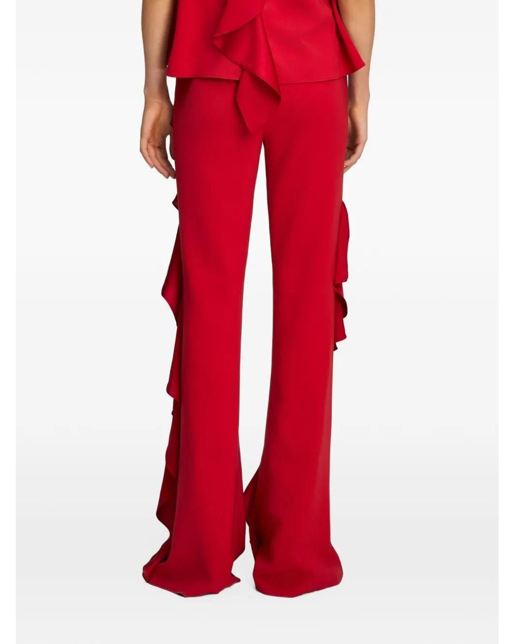 Cinq À Sept Red Selah Ruffled Trousers
