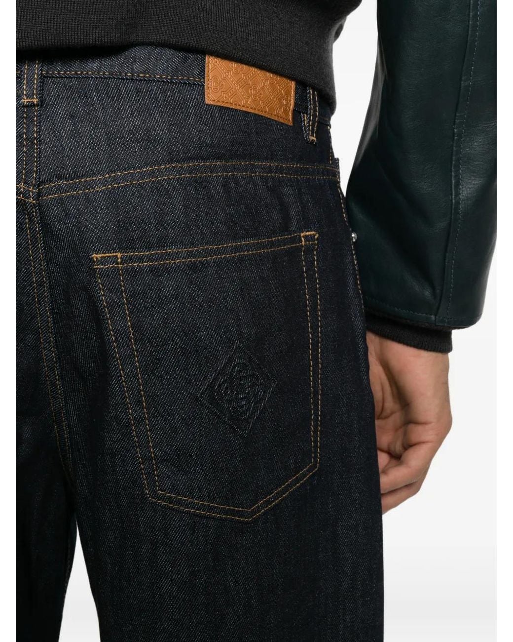 Casablanca Gray Logo-Embroidered Wide-Leg Jeans for men