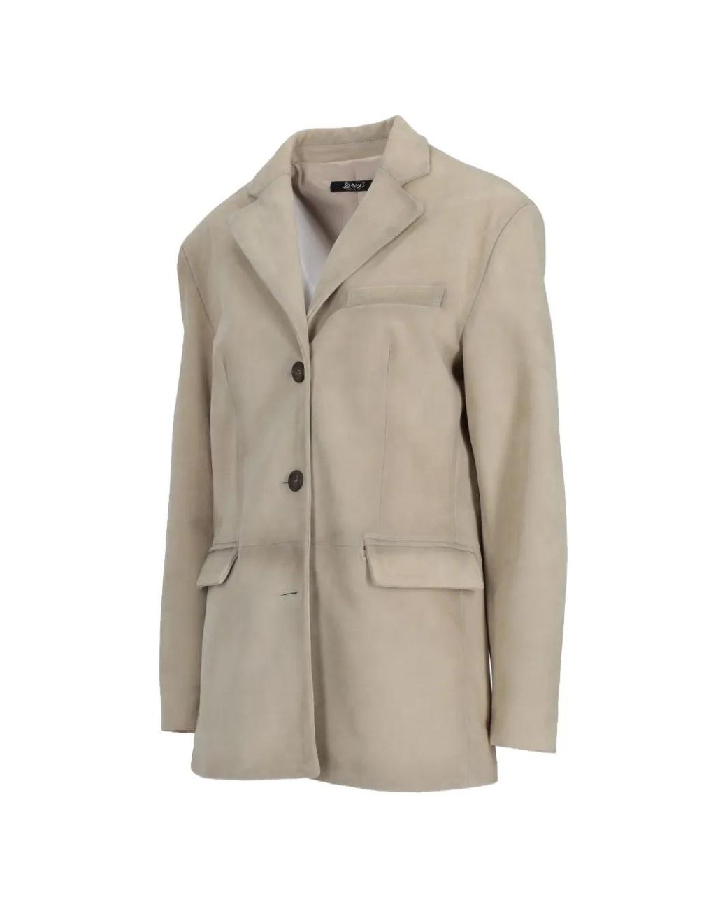 LA ROSE Natural Button Suede Jacket