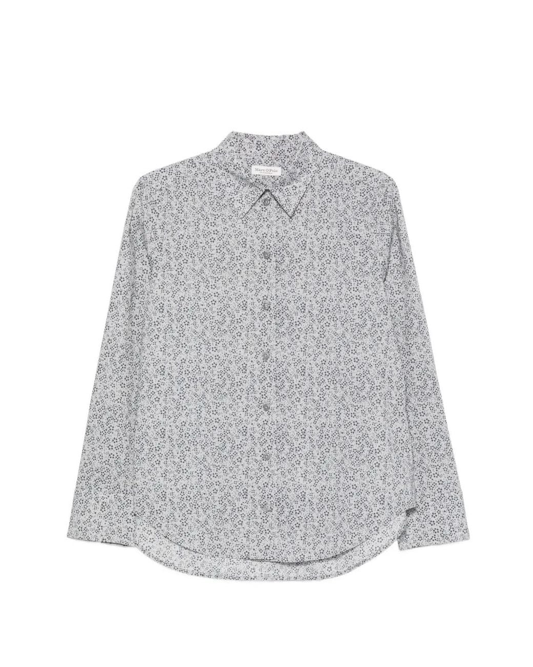 Marc O' Polo Gray Floral-Print Long-Sleeve Shirt
