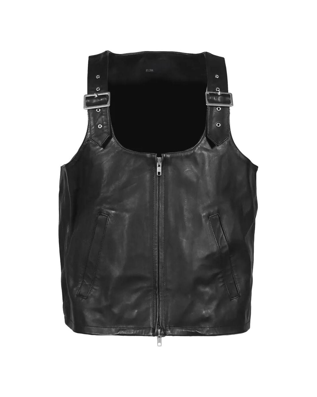 FILTH Black Buckle-Strap Zip-Up Vest for men