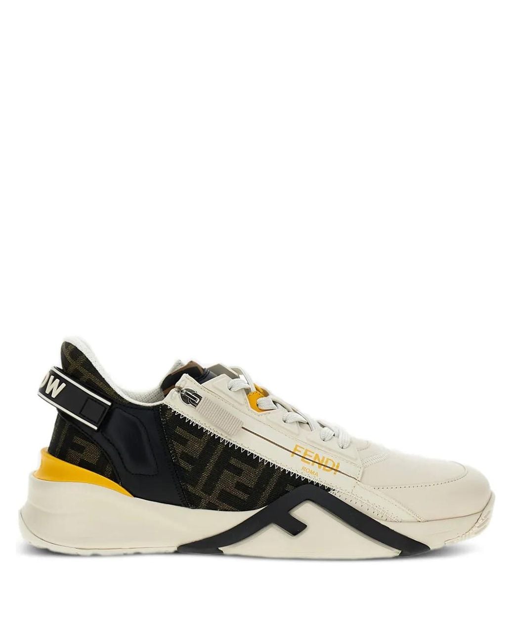 Fendi Multicolor Flow Vitello Leather & Tonal Logo Jacquard Sneakers for men