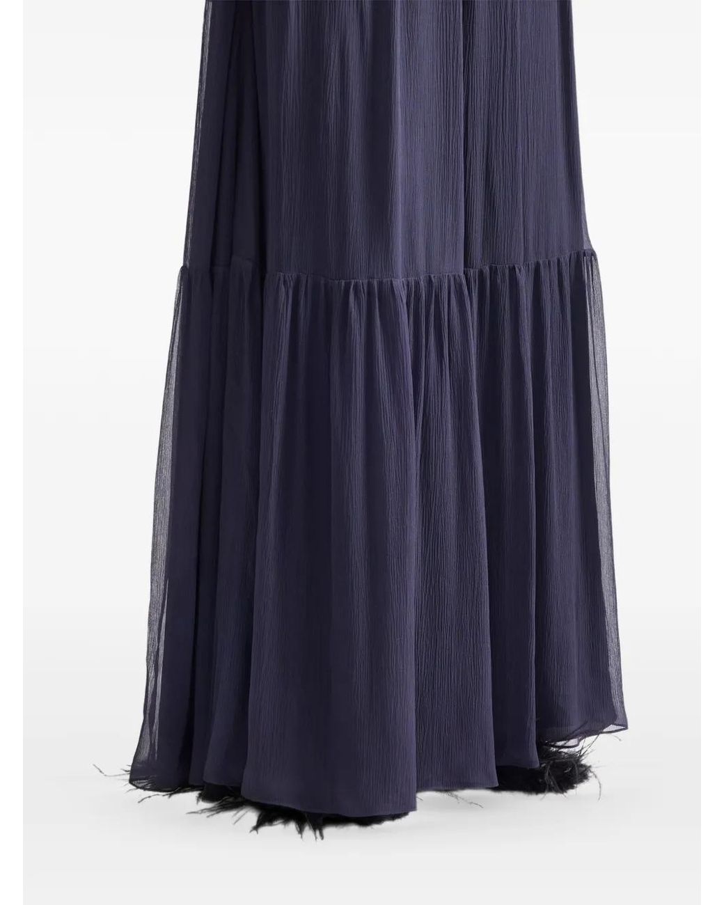 Erdem Blue Tiered-Hem Maxi Skirt