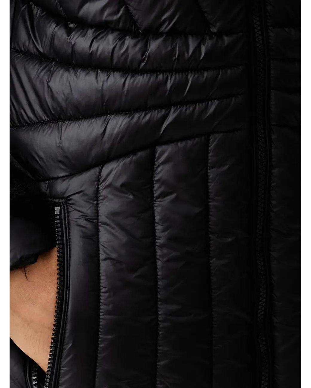 DKNY Black Faux-Fur Trim Quilted Jacket