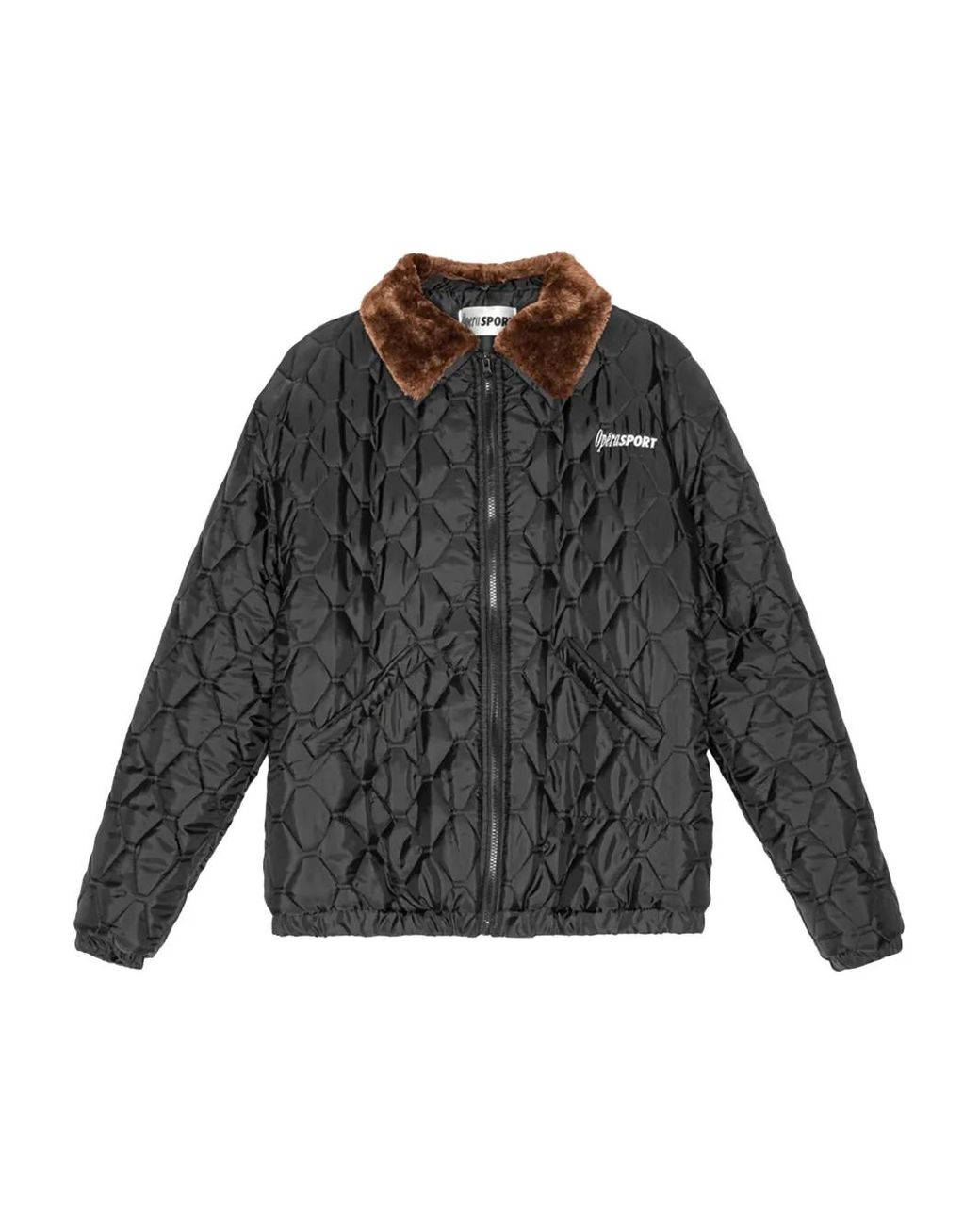 OperaSPORT Gray Quilted Trimmed-Collar Puffer Jacket