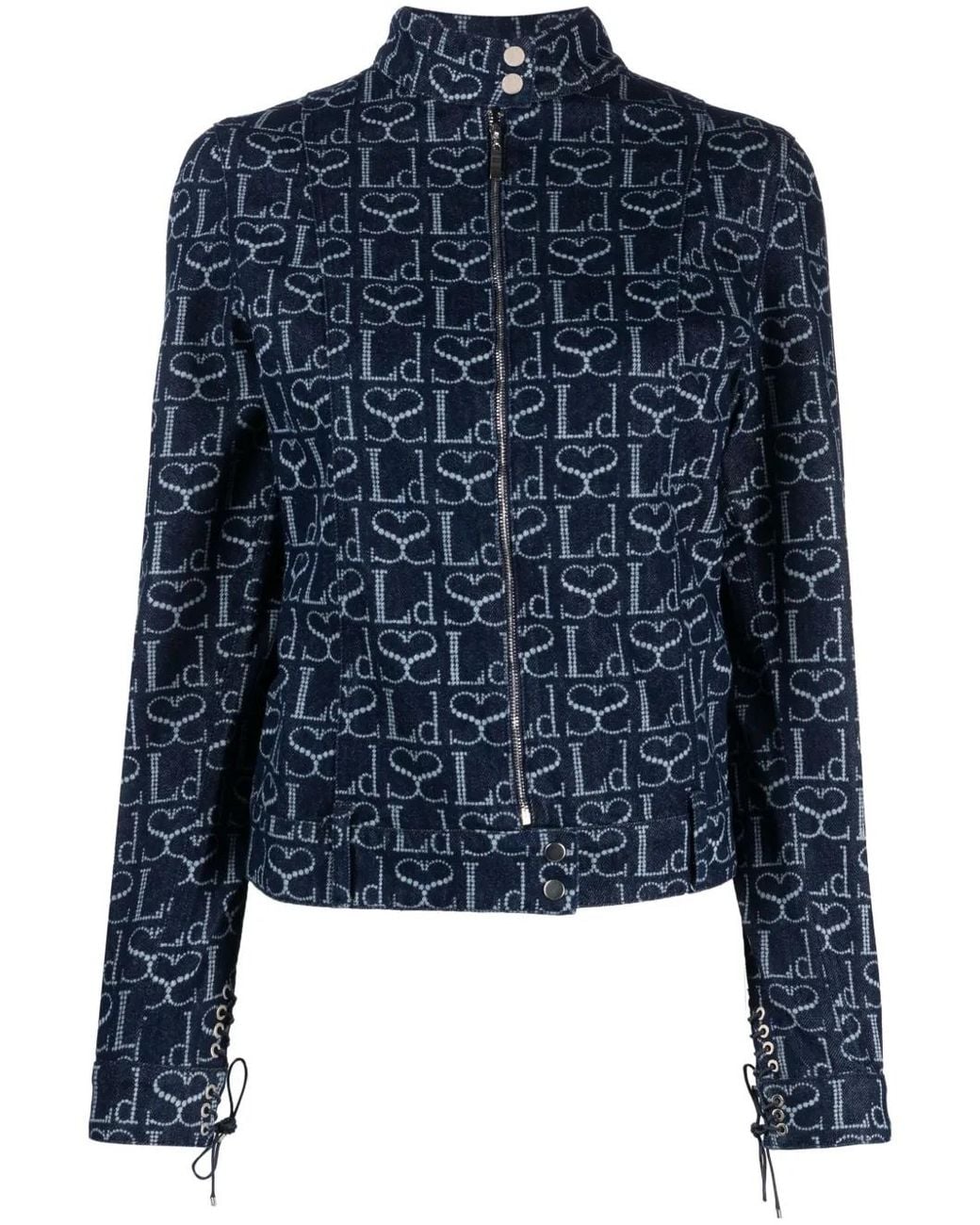 Ludovic de Saint Sernin Blue Monogram-Print Denim Jacket