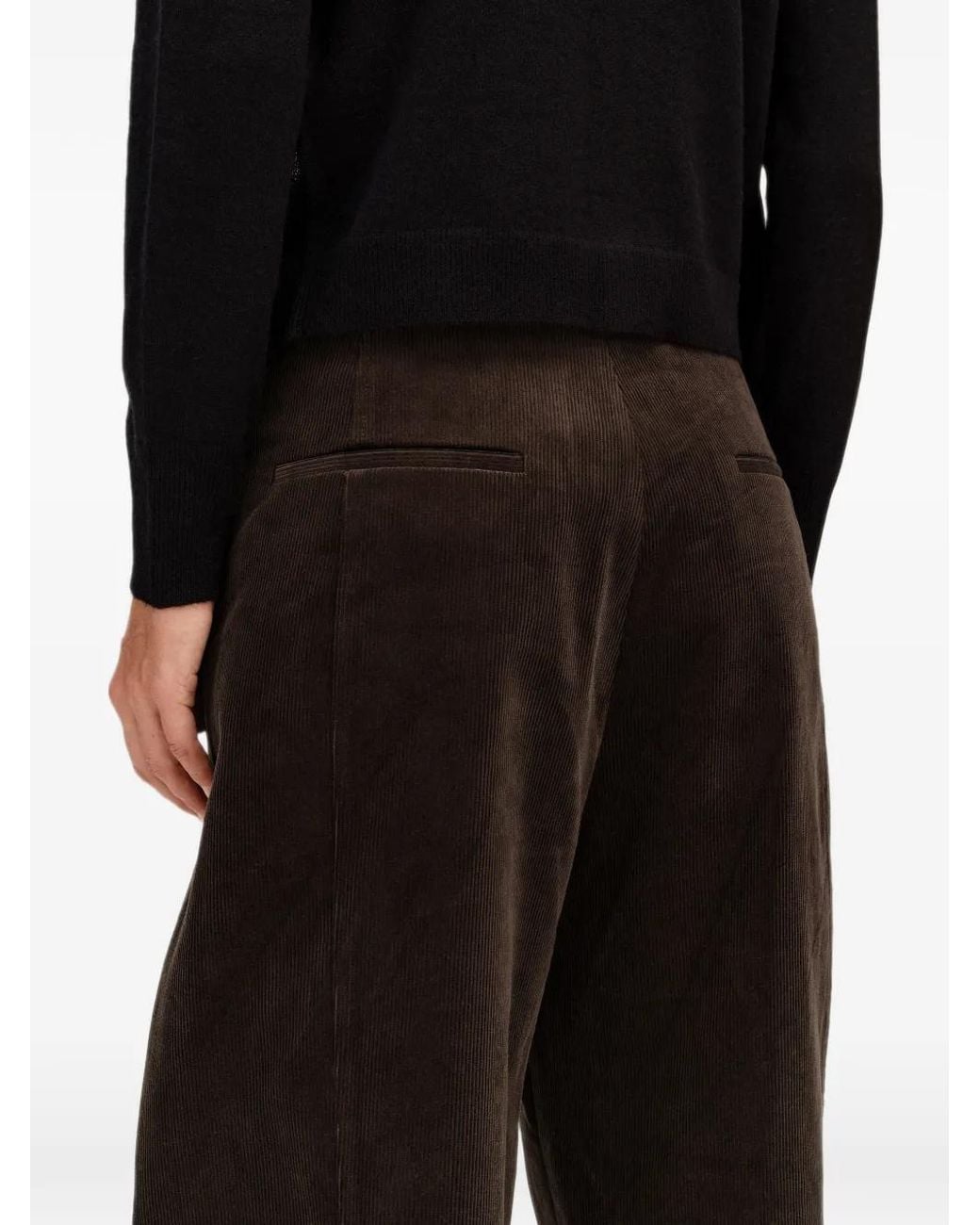 Bimba Y Lola Gray Dark-Chocolate Corduroy Barrel-Leg Trousers