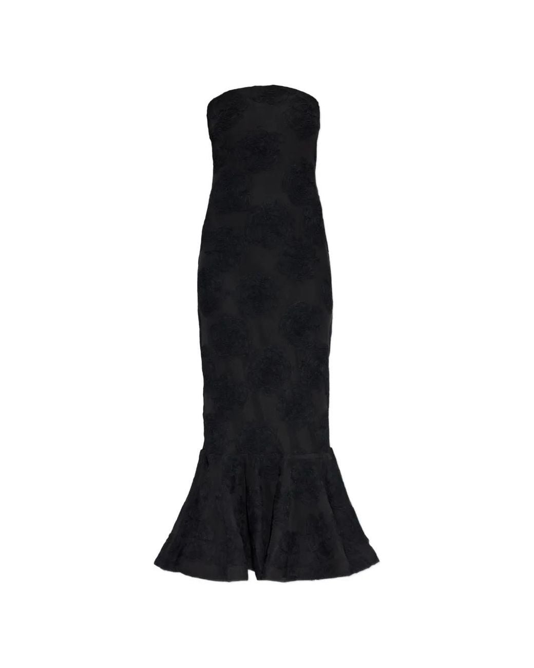 ROTATE BIRGER CHRISTENSEN Black Floral-Appliqué Midi Dress