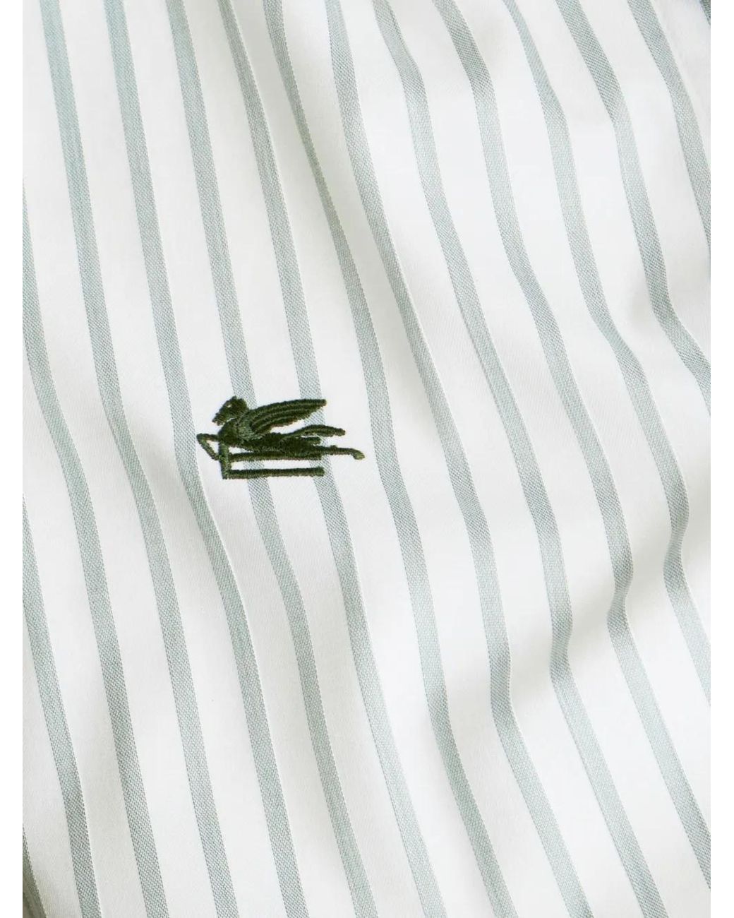 Etro Blue Striped Shirt With Embroidered Logo for men