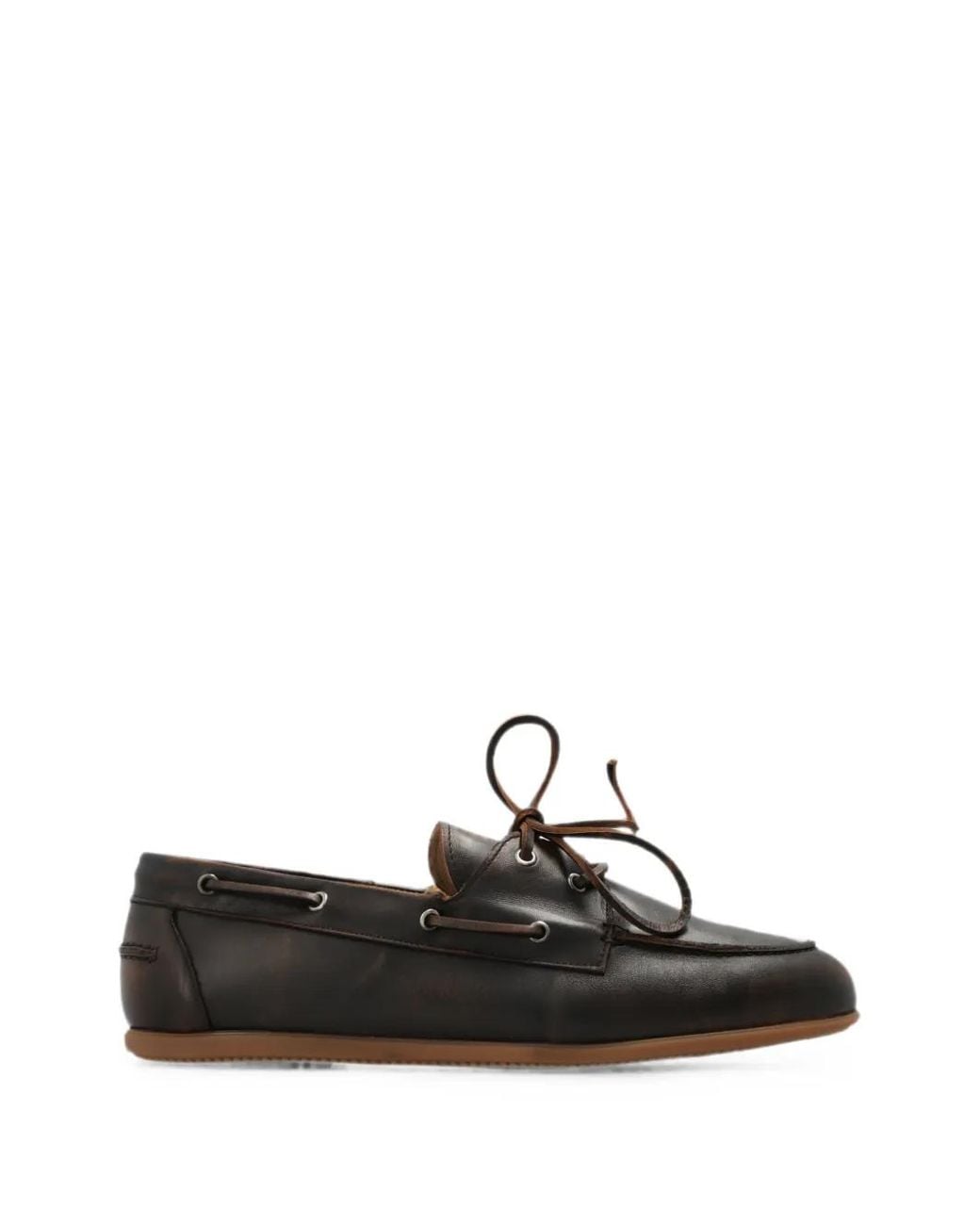 POSA White Milano Leather Boat Shoes for men