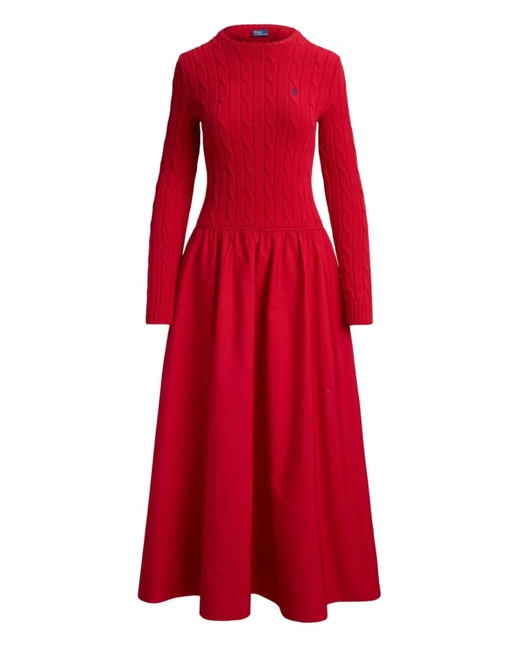 Polo Ralph Lauren Red Long Sleeves Shirt Long Dress