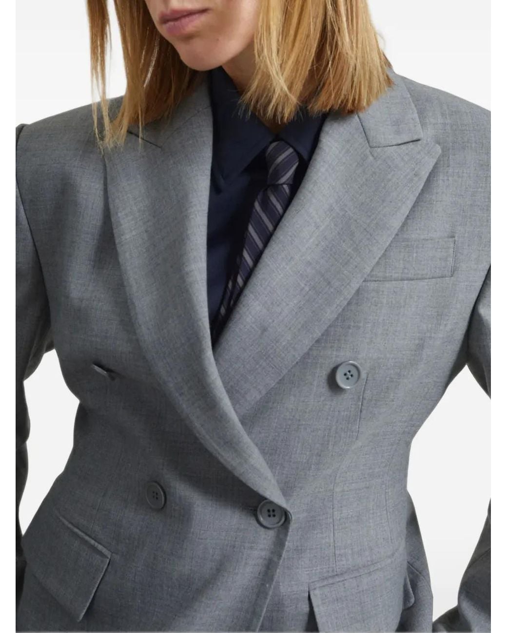 Frankie Shop Blue Doyer Double-Breasted Blazer