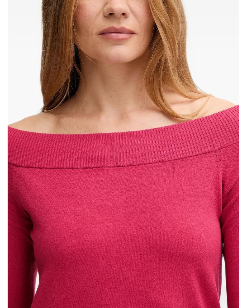 Benetton Red Off-Shoulder Sweater