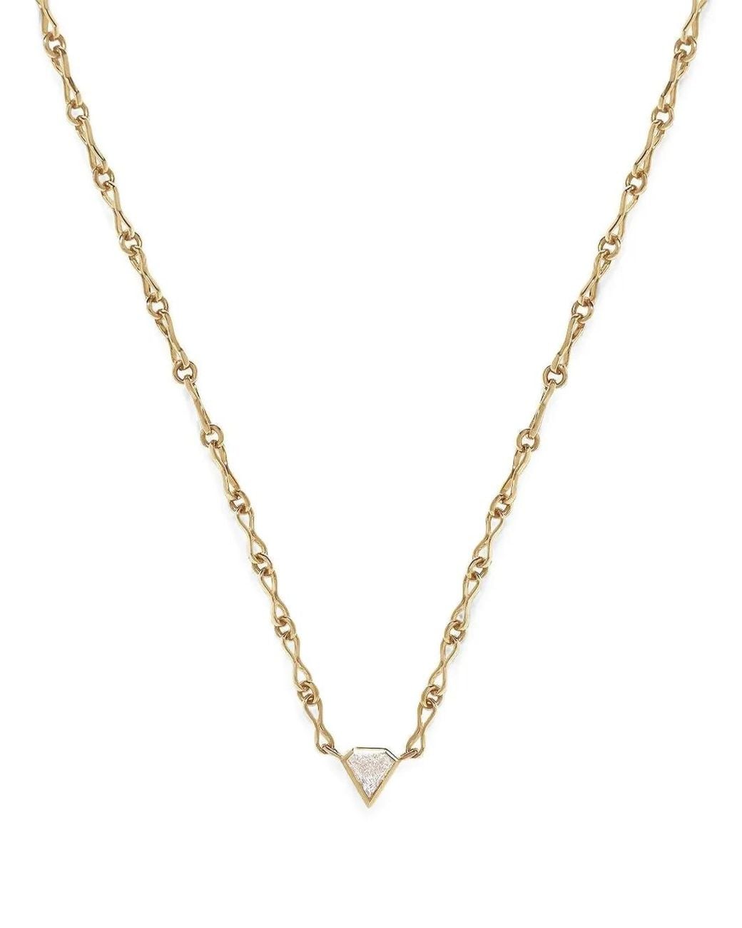 Azlee Metallic Shield Diamond Necklace