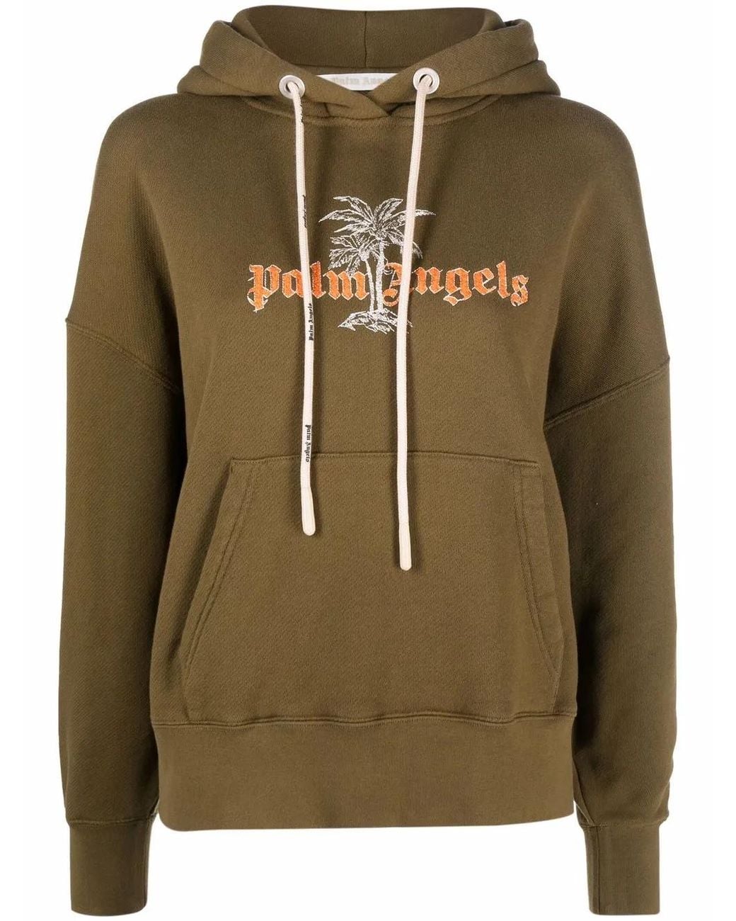 Palm Angels Green Logo-Print Hoodie