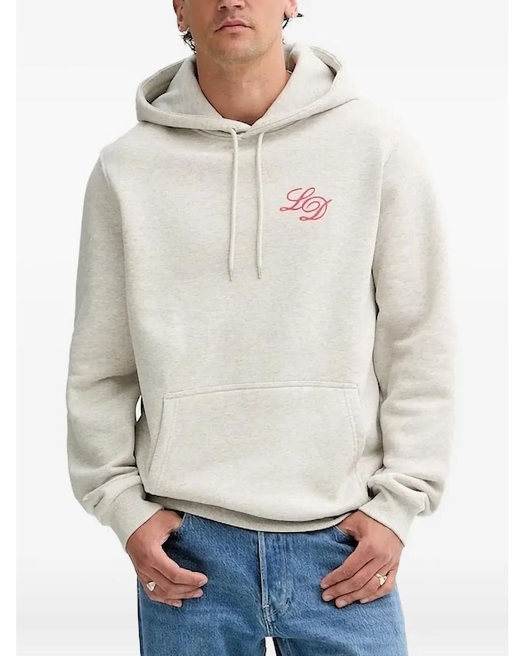 Les Deux White Ld Logo-Embroidered Hoodie for men