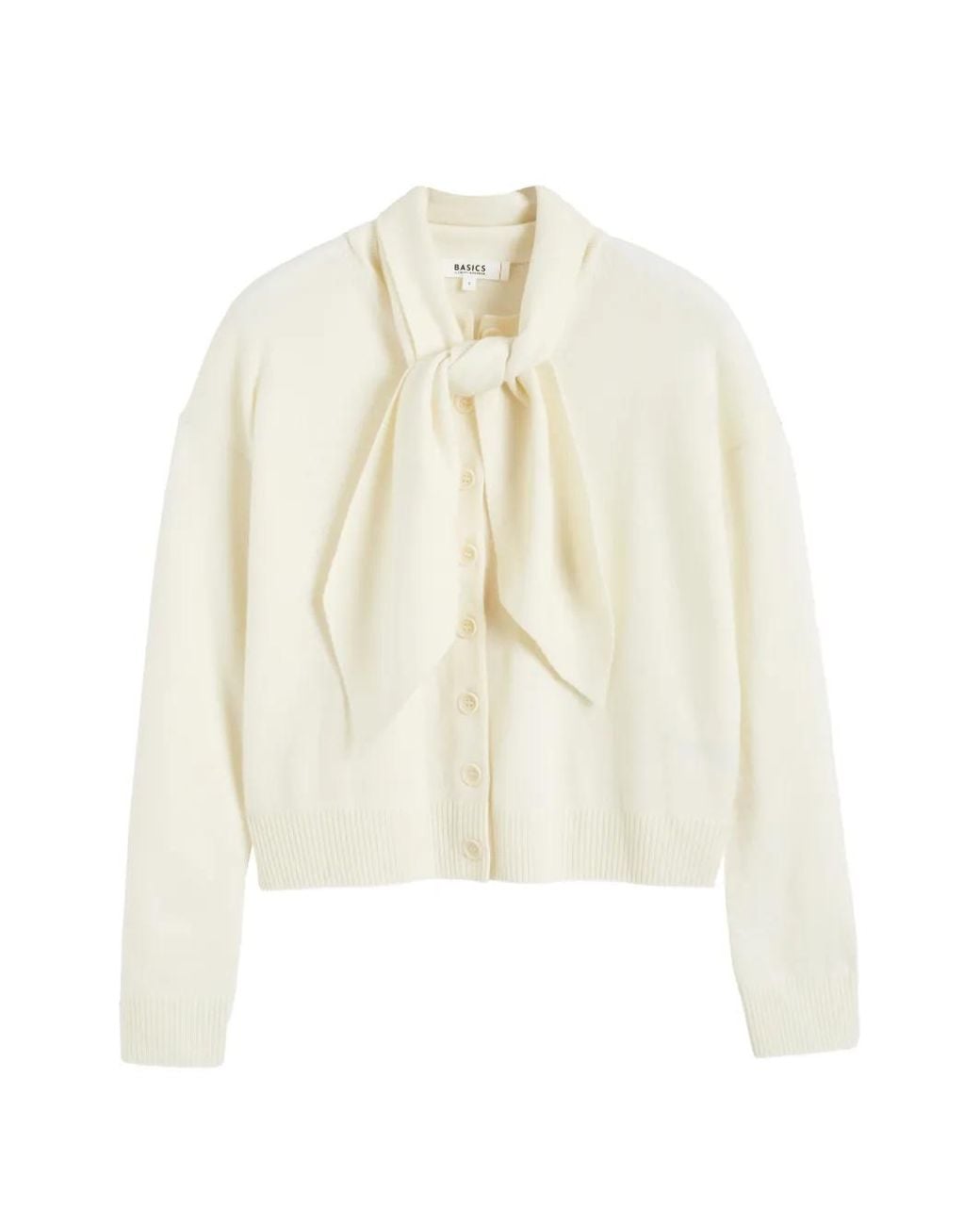 Chinti & Parker White Tie-Neck Button-Up Cardigan