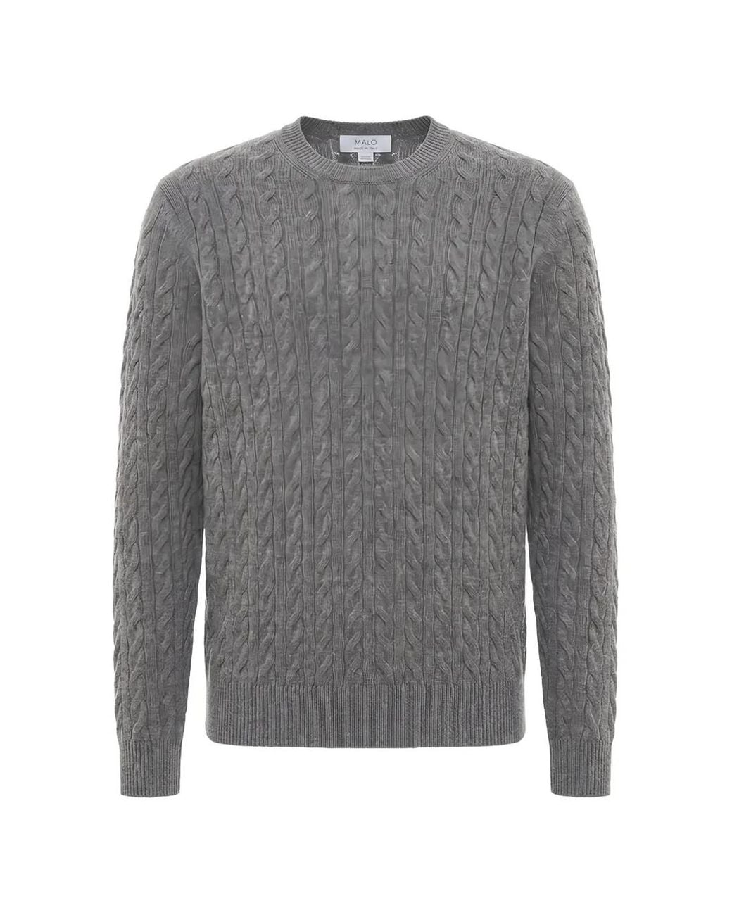 Malo Gray Cable-Knit Cashmere Sweater for men