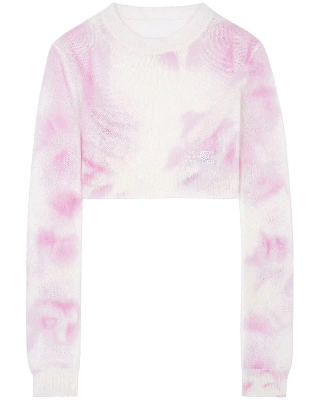MM6 by Maison Margiela Pink Tie-Dye Cropped Jumper